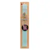 Easter Set, wooden keychain & aromatic flat Easter candle (30cm) (TURQUOISE)