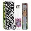 Easter candle, metallic white thermos bottle (500ml) & aromatic flat candle (30cm) (GRAY)