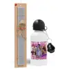 Easter Set, metallic aluminum water bottle (500ml) & aromatic flat Easter candle (30cm) (GRAY)