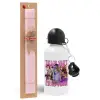 Easter Set, metallic aluminum bottle (500ml) & aromatic flat Easter candle (30cm) (PINK)