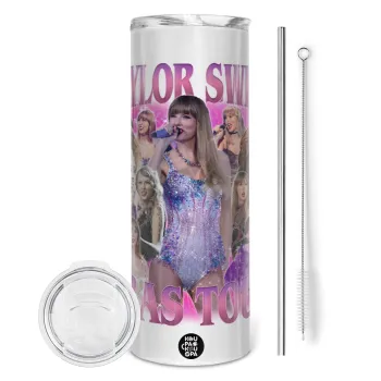 Taylor Swift, Tumbler ποτήρι θερμό από ανοξείδωτο ατσάλι 600ml, με μεταλλικό καλαμάκι & βούρτσα καθαρισμού
