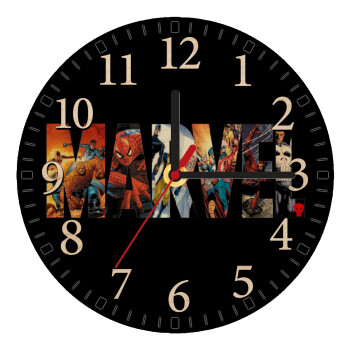 MARVEL Black, Ρολόι τοίχου ξύλινο plywood (20cm)