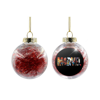 MARVEL Black, Χριστουγεννιάτικη μπάλα δένδρου διάφανη με κόκκινο γέμισμα 8cm