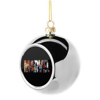 MARVEL Black, Χριστουγεννιάτικη μπάλα δένδρου Ασημένια 8cm