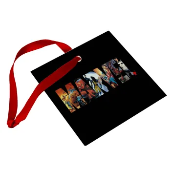 MARVEL Black, Christmas ornament, glass square ornament 9x9cm