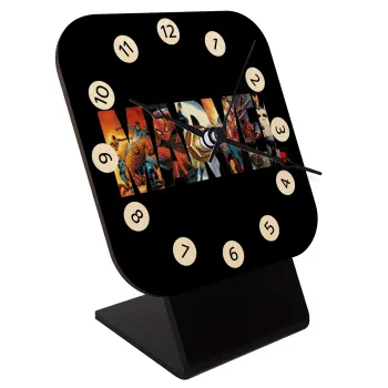 MARVEL Black, Επιτραπέζιο ρολόι σε φυσικό ξύλο (10cm)
