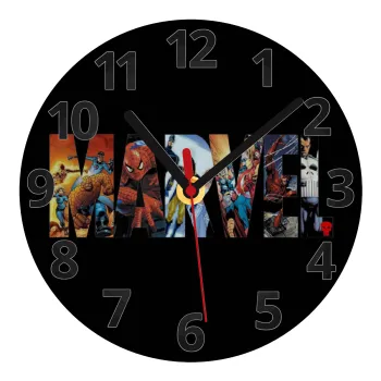 MARVEL Black, Ρολόι τοίχου γυάλινο (20cm)