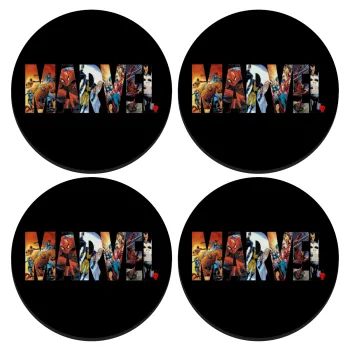 MARVEL Black, ΣΕΤ 4 Σουβέρ ξύλινα στρογγυλά (9cm)