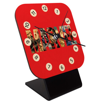 MARVEL Red, Quartz Table clock in natural wood (10cm)