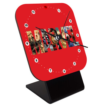 MARVEL Red, Quartz Wooden table clock with hands (10cm)