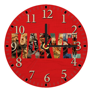 MARVEL Red, Ρολόι τοίχου ξύλινο plywood (20cm)
