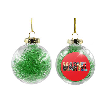 MARVEL Red, Χριστουγεννιάτικη μπάλα δένδρου διάφανη με πράσινο γέμισμα 8cm