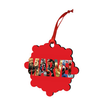MARVEL Red, Christmas ornament snowflake wooden 7.5cm