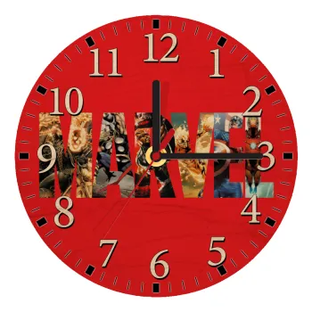 MARVEL Red, Ρολόι τοίχου ξύλινο plywood (20cm)