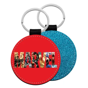 MARVEL Red, Μπρελόκ Δερματίνη, στρογγυλό ΜΠΛΕ (5cm)