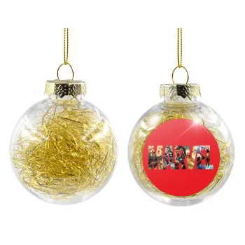 MARVEL Red, Transparent Christmas tree ball ornament with gold filling 8cm