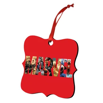 MARVEL Red, Christmas ornament polygon wooden 7.5cm