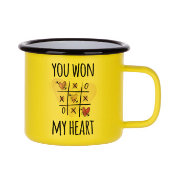 You won my heart, Metallic enamel MATT Yellow cup 360ml