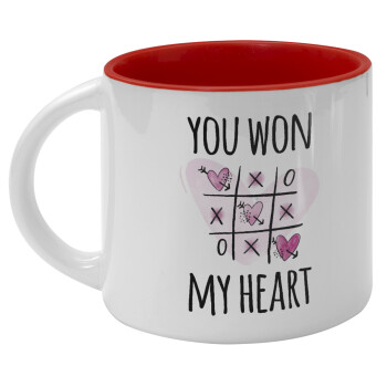 You won my heart, Κούπα κεραμική 400ml Λευκή/Κόκκινη