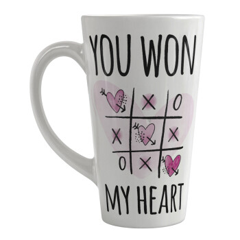 You won my heart, Κούπα κωνική Latte Μεγάλη, κεραμική, 450ml