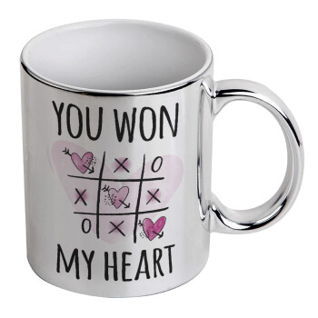 You won my heart, Mug ceramic, silver mirror, 330ml