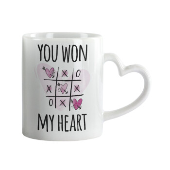 You won my heart, Mug heart handle, ceramic, 330ml