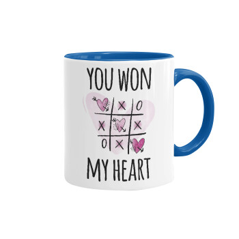 You won my heart, Mug colored blue, ceramic, 330ml