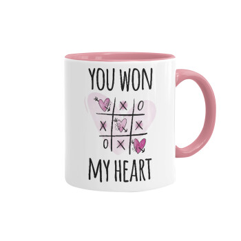 You won my heart, Mug colored pink, ceramic, 330ml