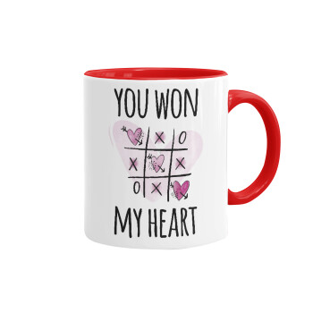You won my heart, Mug colored red, ceramic, 330ml