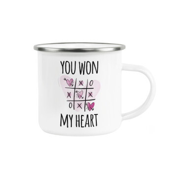 You won my heart, Metallic enamel cup white 360ml