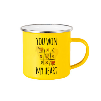 You won my heart, Yellow Enamel Metallic Cup 360ml