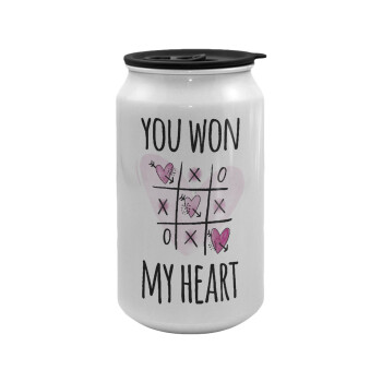 You won my heart, Κούπα ταξιδιού μεταλλική με καπάκι (tin-can) 500ml