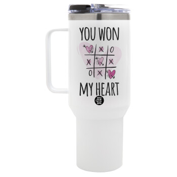 You won my heart, Mega Stainless steel Tumbler with lid, double wall 1,2L