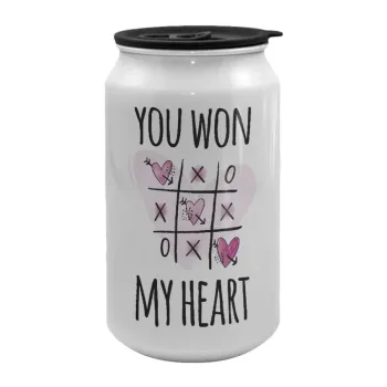 You won my heart, Κούπα ταξιδιού μεταλλική με καπάκι (tin-can) 500ml