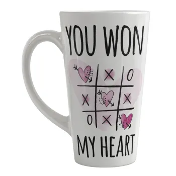You won my heart, Κούπα κωνική Latte Μεγάλη, κεραμική, 450ml