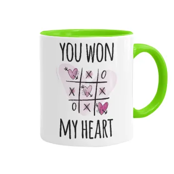 You won my heart, Mug colored light green, ceramic, 330ml