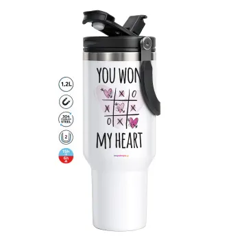 You won my heart, Mega Stainless steel Tumbler with lid, double wall 1,2L