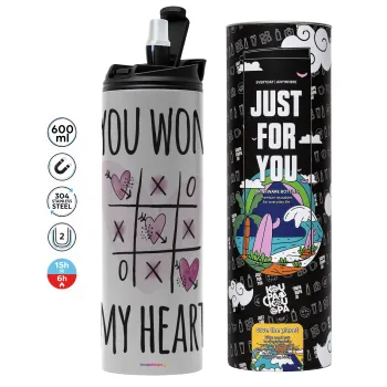 You won my heart, Tumbler stainless steel GREY 600ml