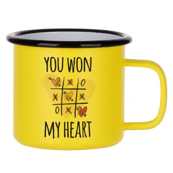 You won my heart, Κούπα Μεταλλική εμαγιέ ΜΑΤ Κίτρινη 360ml