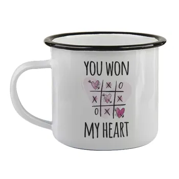 You won my heart, Κούπα εμαγιέ με μαύρο χείλος 360ml