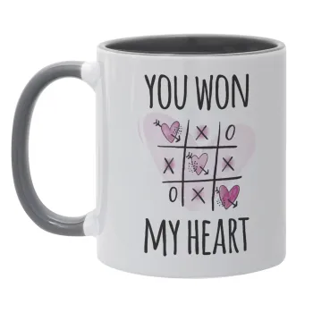You won my heart, Mug colored grey, ceramic, 330ml