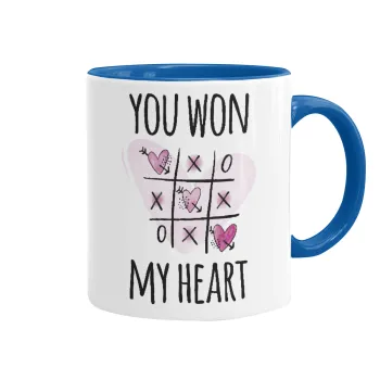You won my heart, Mug colored blue, ceramic, 330ml