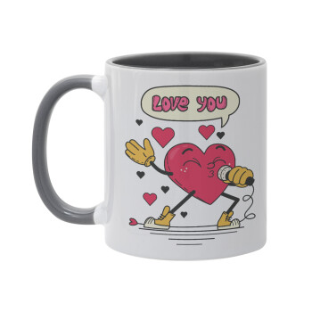 LOVE YOU SINGER!!!, Mug colored grey, ceramic, 330ml
