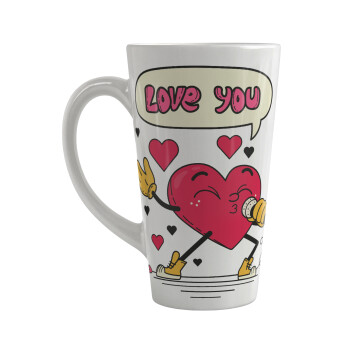 LOVE YOU SINGER!!!, Κούπα κωνική Latte Μεγάλη, κεραμική, 450ml