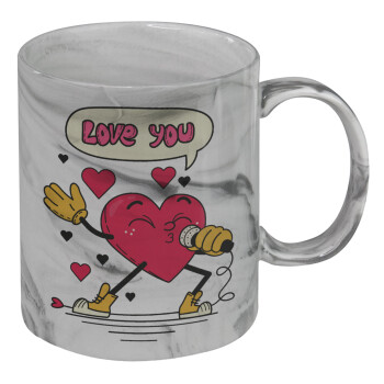 LOVE YOU SINGER!!!, Mug ceramic marble style, 330ml