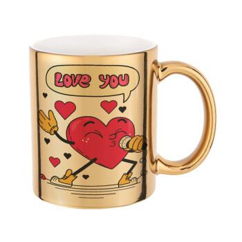 LOVE YOU SINGER!!!, Mug ceramic, gold mirror, 330ml