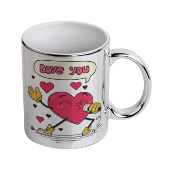 LOVE YOU SINGER!!!, Mug ceramic, silver mirror, 330ml