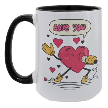 LOVE YOU SINGER!!!, Κούπα Mega 15oz, κεραμική Μαύρη, 450ml