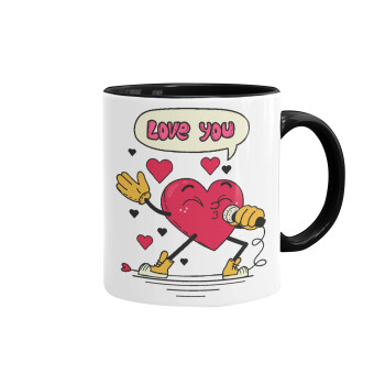 LOVE YOU SINGER!!!, Mug colored black, ceramic, 330ml