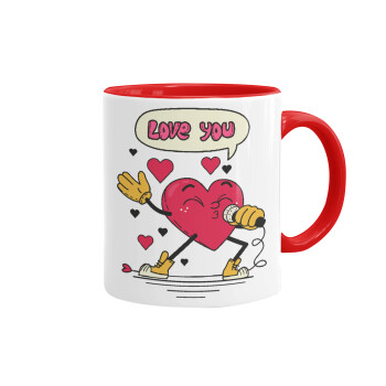 LOVE YOU SINGER!!!, Mug colored red, ceramic, 330ml